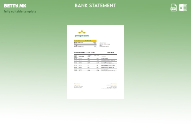 Модерен стил на ексел шаблон за извод од банка Непал Кумари